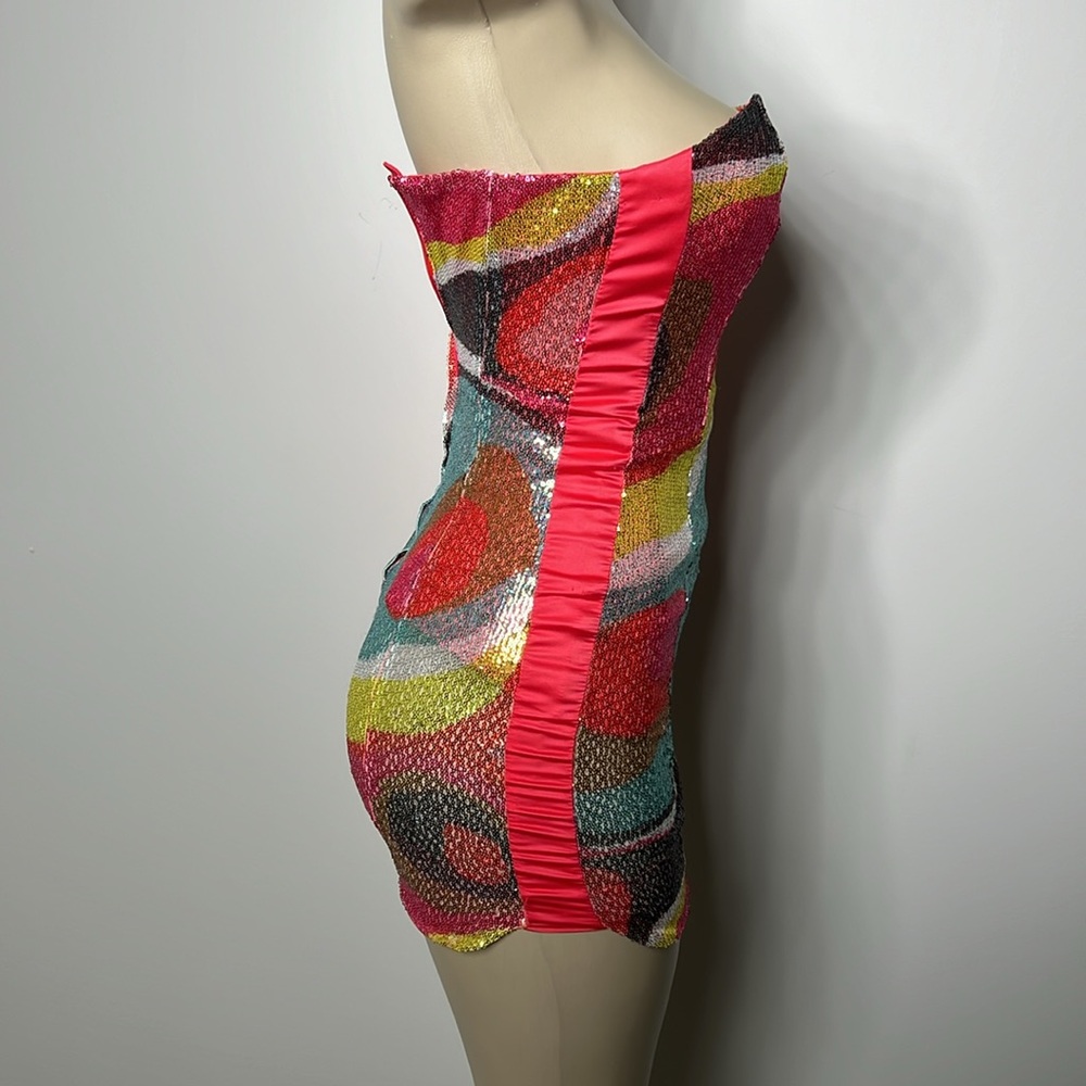 H&M Size 2 Multicolored Sequin Mini Dress - image 3